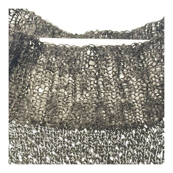 Black OS Bouclé Knit Mock Turtleneck Textured Long Sleeve Sweater Salt & Pepper - Picture 6 of 6